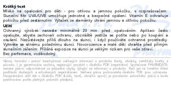 Delice Solaire opalovací mléko pro děti SPF50+ 250ml - popis