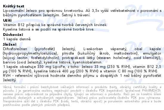 GS Železo Lipo Fe 30 kapslí - popis