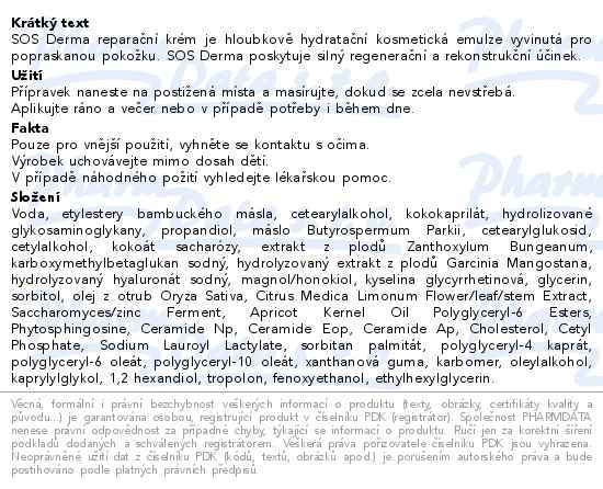 Oncos SOS Derma reparační krém 30 ml - popis