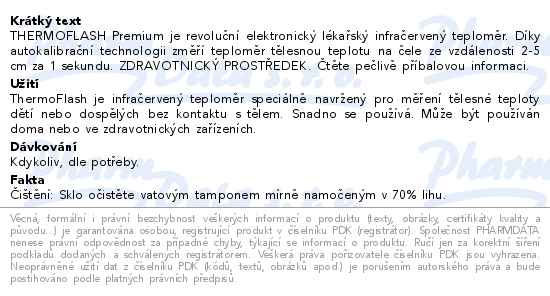 ThermoFlash Premium teploměr lékařský bezkontaktní - popis