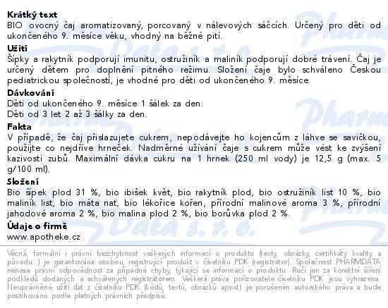 Apotheke Pohádkový dětský čaj Lesní směs s malinami BIO 20 sáčků - popis