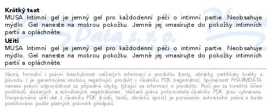 Musa Intimní gel 250ml - popis