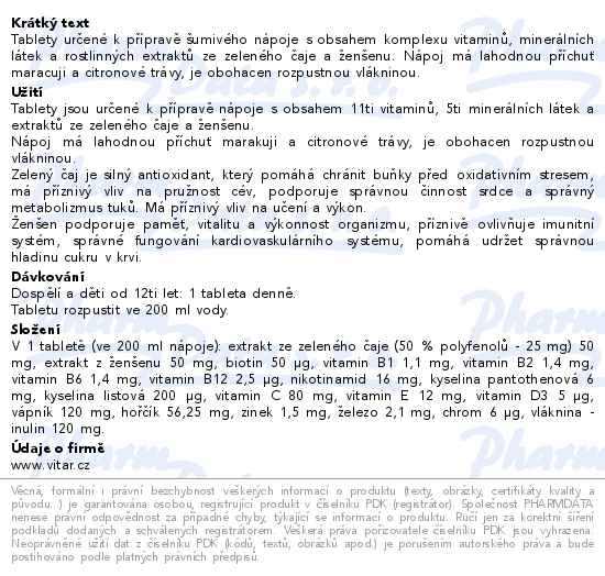 Revital Botanicals Multivitamin+minerály marakuja a citronová tráva 20 šumivých tablet - popis