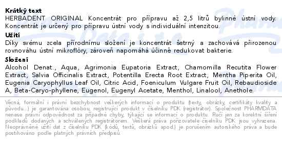 Herbadent Koncentrát z bylin 250ml - popis