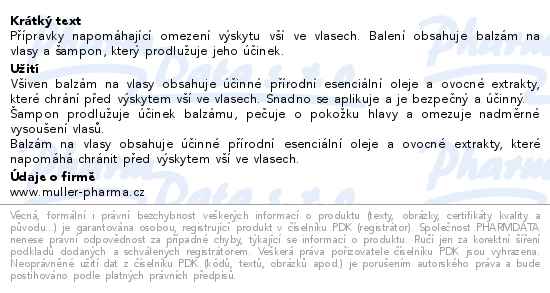 Všiven balzám na vlasy a šampon 120+150ml Dr.Müller - popis