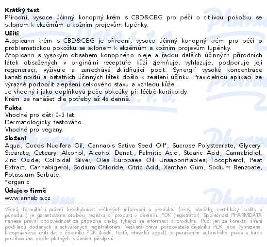 Annabis Atopicann CBD+CBG krém BIO 100ml - popis