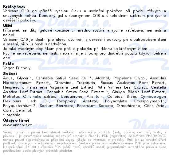 Annabis Varicann Q10 gel 75ml - popis