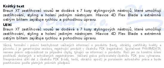 Braun Series XT5 zastřihovač vousů - popis