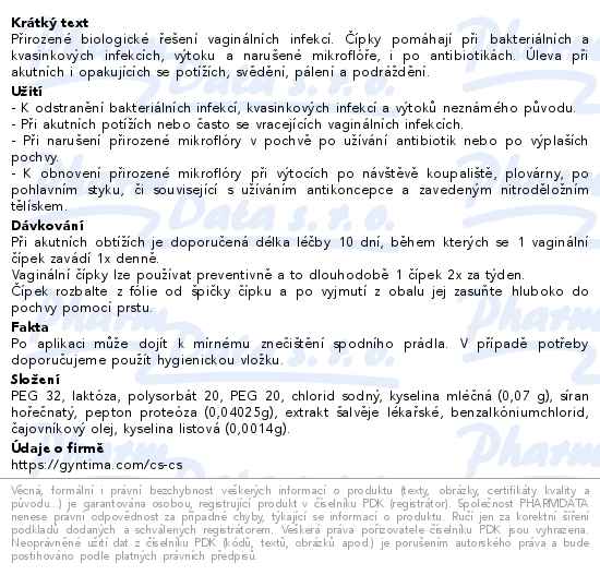 Fytofontana Gyntima Probiotica Forte vaginální čípky 10ks - popis