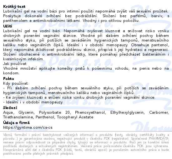Fytofontana Gyntima lubrikační gel 50ml - popis
