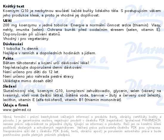 Koenzym Q10 200mg 30 tobolek Galmed - popis