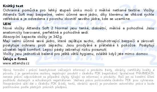Vložky absorpční Attends Soft 2 Normal 30ks - popis
