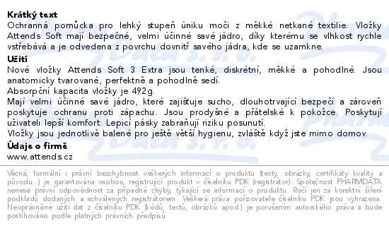 Vložky absorpční Attends Soft 3 Extra 30ks - popis