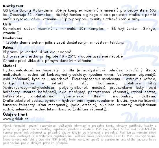 GS Extra Strong Multivitamin 50+ 90+30 tablet zdarma - popis