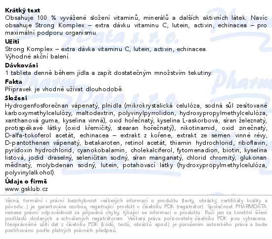 GS Extra Strong Multivitamin 90+30 tablet zdarma - popis