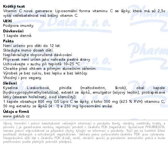 GS Vitamin Lipo C 500mg se šípky 90+20 kapslí zdarma - popis