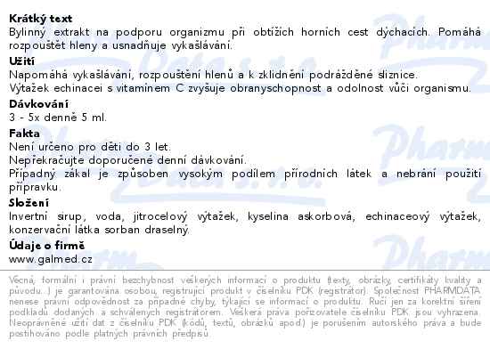 Jitrocelový extrakt s echinaceou a vitamínem C 310g Galmed - popis