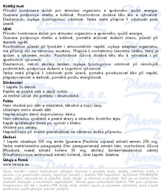 Terezia Guarana 60 kapslí - popis