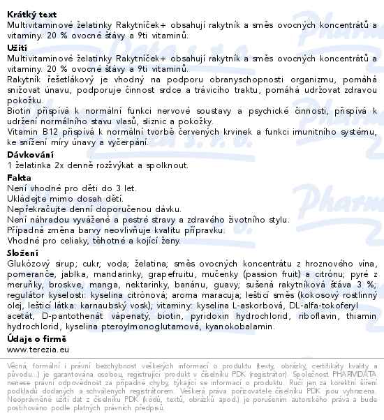Rakytníček+ multivitaminové želatinky s rakytníkem Mimoni 50ks Stromeček 2025 - popis