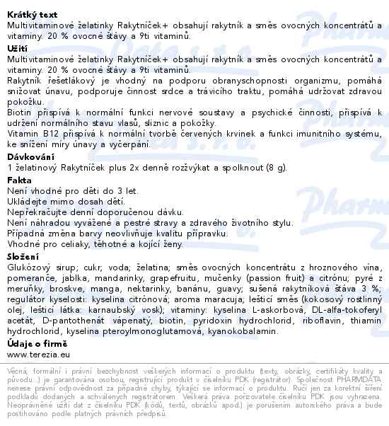Rakytníček+ multivitaminové želatinky s rakytníkem 50ks Betlém 2025 - popis
