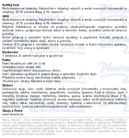 Rakytníček+ želatinky s rakytníkem 50ks Traktor kufřík - popis