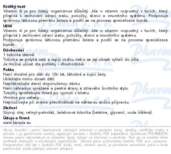 Terezia Vitamin A 6000 IU 60 tobolek - popis