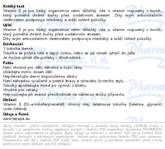 Terezia Vitamin E 200 IU 60 tobolek - popis