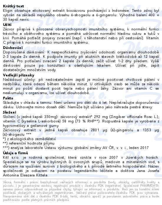 Kitl Eligin BIO 400+30 kapslí zdarma - popis