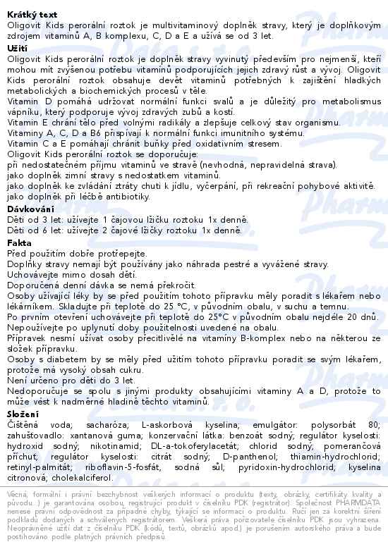 Oligovit Kids perorální roztok 100ml Galenika - popis