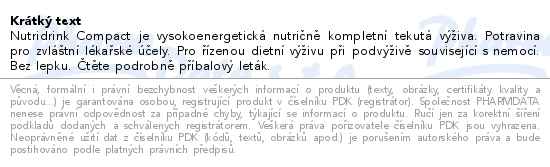 Nutridrink Compact s příchutí vanilkovou por.sol.4x125ml - popis