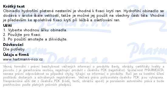 Hartmann Hydrofilní neelastické obinadlo 12cmx5m 1ks - popis