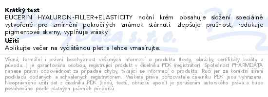 Eucerin HYALURON-FILLER+ELASTICITY noční krém refill 50ml - popis
