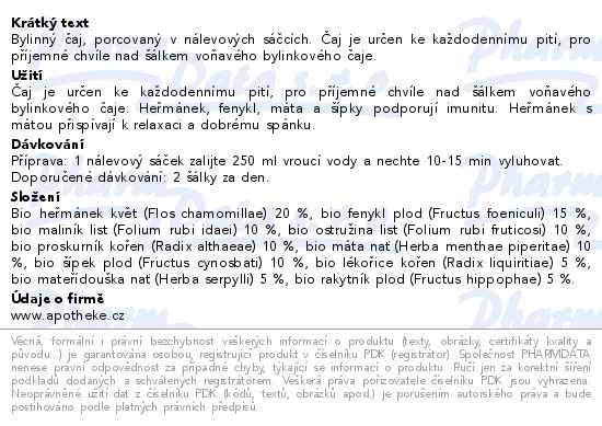 Apotheke BIO Pro radost s mateřídouškou čaj 20x1.5g - popis