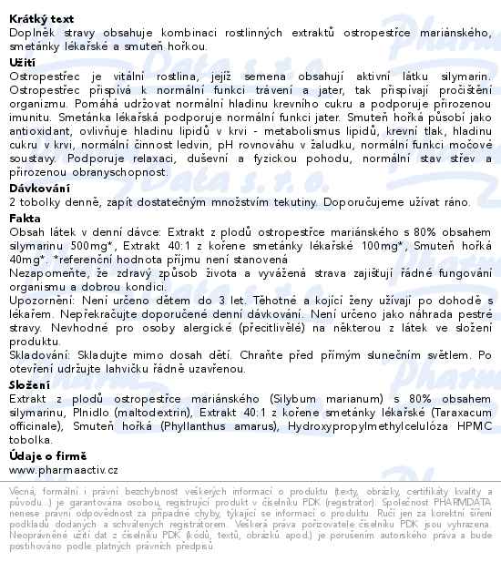 Ostropestřec Sylimarin 80% 90 tobolek - popis