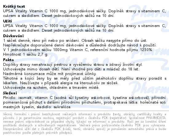 Upsa Vitamin C 1000 mg 10 sáčků - popis