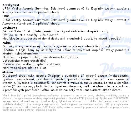 UPSA Vitality Vitamin C Acerola Kids Gummies 60ks - popis