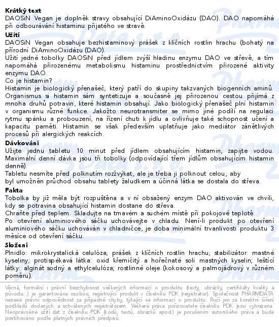 DAOSiN Vegan 10 tablet - popis