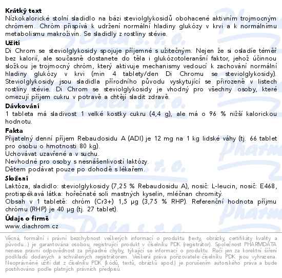 Di Chrom se steviolglykosidy stolní sladidlo s chrómem 600 tablet - popis