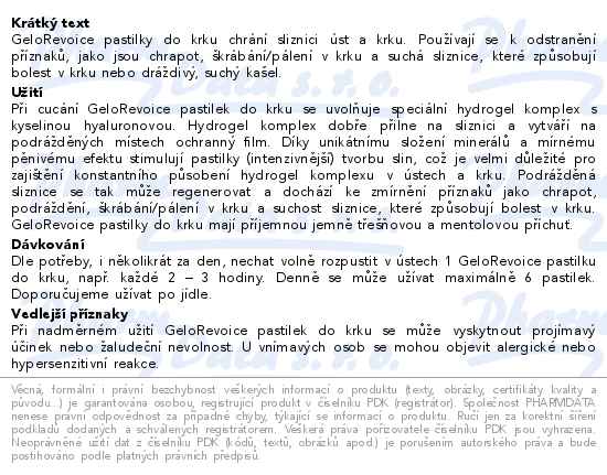 GeloRevoice pastilky do krku Bezinka - bez mentolu 20 ks - popis
