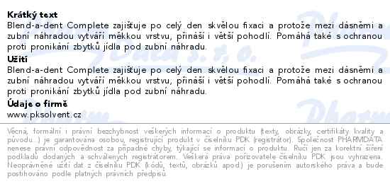 Blend-a-dent Complete Strong Hold Extra Fresh fixační krém 47g - popis