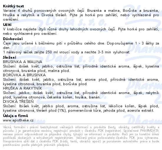 Apotheke Premier Ovocný koktejl směs čajů 4v1 20 sáčků - popis