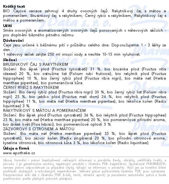 Apotheke BIO Variace bio čajů 4v1 20 sáčků - popis