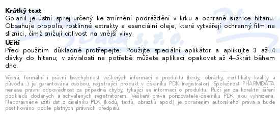 Golanil junior ústní sprej 30ml Pharmalife - popis