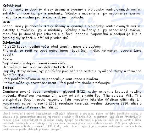 Sonno kapky 30ml Pharmalife - popis