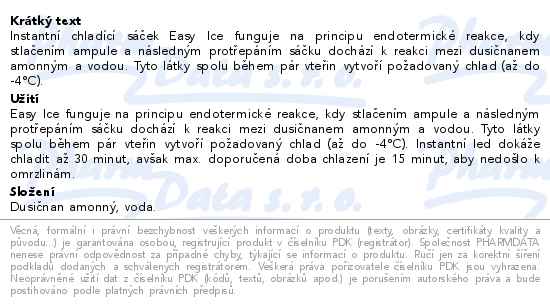 Easy Ice jednorázový chladící sáček 14x18cm - popis
