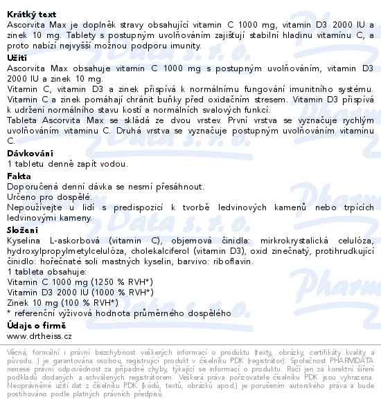 Ascorvita Max 60+30 tablet - popis