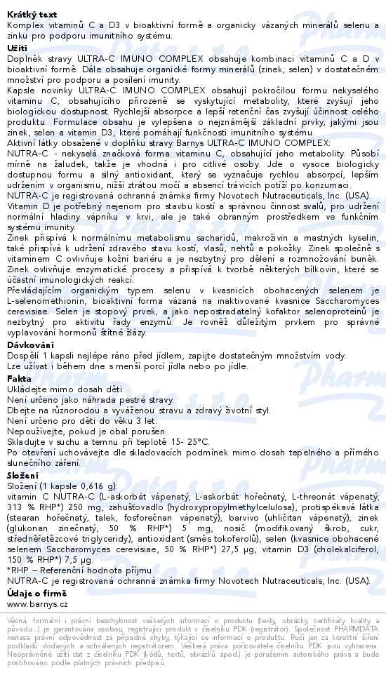Barnys Ultra-C Imuno Complex 30+15 kapslí - popis