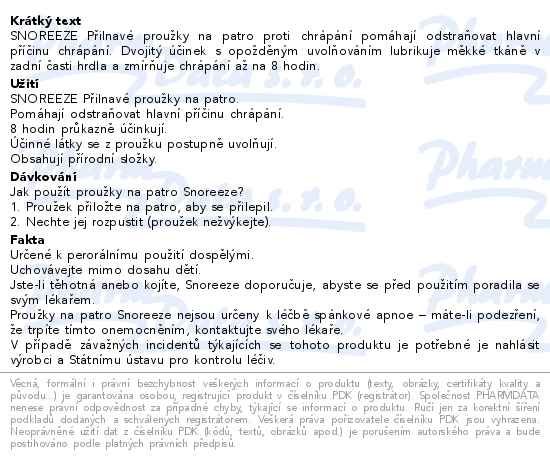 Snoreeze Proužky přilnavé na patro proti chrápání 14ks - popis