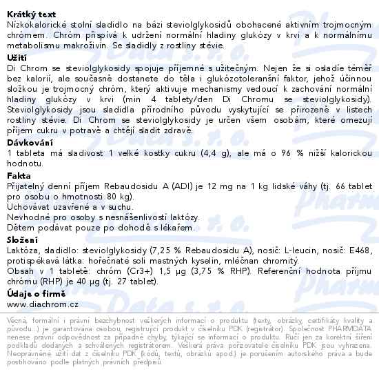 Di Chrom se steviolglykosidy stolní sladidlo 80 tablet - popis