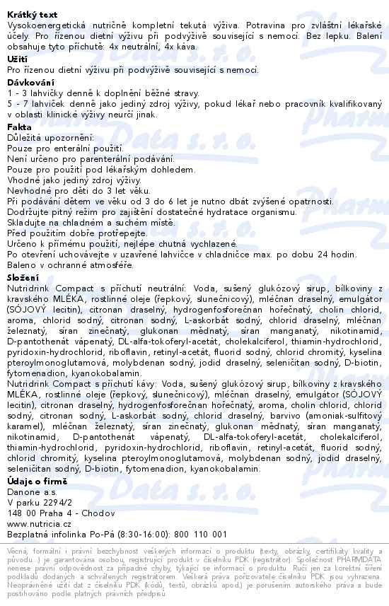 Nutridrink Compact 6+2 (neutral-káva) 8x125ml - popis